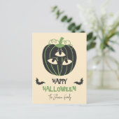 Moderne 3-Mit Augen Pumpkin Happy Halloween Famili Postkarte (Stehend Vorderseite)
