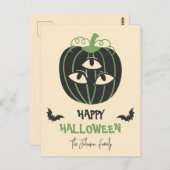 Moderne 3-Mit Augen Pumpkin Happy Halloween Famili Postkarte (Vorne/Hinten)