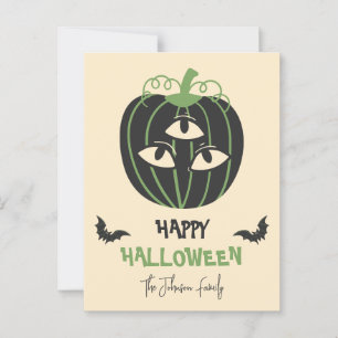 Moderne 3-Mit Augen Pumpkin Happy Halloween Famili Postkarte