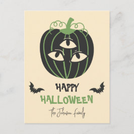 Moderne 3-Mit Augen Pumpkin Happy Halloween Famili Postkarte