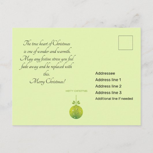 Moderne 3 Pickleballs Baubles, Sondertext Postkarte (Rückseite)