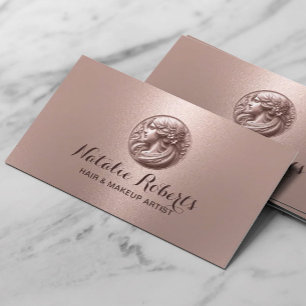Moderne 3D-Beauty-Salon-Logo-Hair Stylist-Rose Gol Visitenkarte