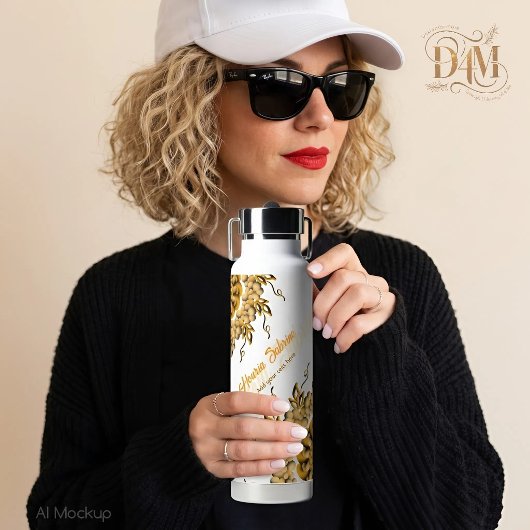 Moderne 3D-Blush-Orange-Floral-Mandala-Doodle Trinkflasche
