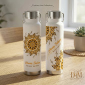 Moderne 3D-Blush-Orange-Floral-Mandala-Doodle Trinkflasche
