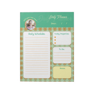 Moderne 3D-Blush-Orange-Floral-Mandala-Tages-To-Do Notizblock