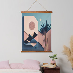 Moderne 3D Boho Minimalistische Abstrakte Kunst Wandteppich Mit Holzrahmen