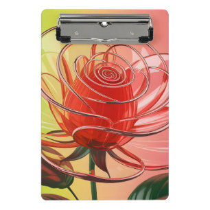 Moderne 3D-durchsichtige Glasrose Mini Klemmbrett