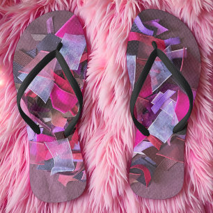 Moderne 3D-Effekt bordeauxrosa lila Bänder Badesandalen