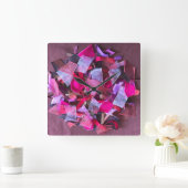 Moderne 3D-Effekt bordeauxrosa lila Bänder Quadratische Wanduhr (Zuhause)