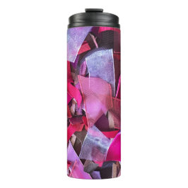Moderne 3D-Effekt bordeauxrosa lila Bänder Thermosbecher