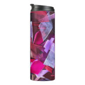 Moderne 3D-Effekt bordeauxrosa lila Bänder Thermosbecher (Nach rechts gedreht)