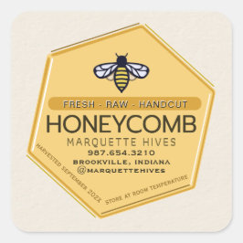 Moderne 3D-Gelbe Hexagon-Stilisierte Bienenwabe Quadratischer Aufkleber