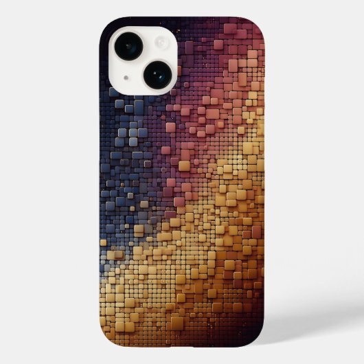 Moderne 3D-Geometrieblöcke Farbverlauf Marineblau  Case-Mate iPhone Hülle (Rückseite)