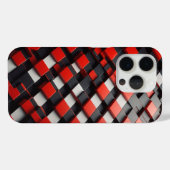 Moderne 3D-Geometrische Blockhülle Rot, Schwarz & Case-Mate iPhone Hülle (Rückseite (Horizontal))