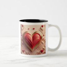Moderne 3D-geschichtete rote Herz-Zweifarben-Tasse