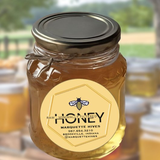 Moderne 3D Hexagon und stilisierte Honeybee Raw HO Runder Aufkleber