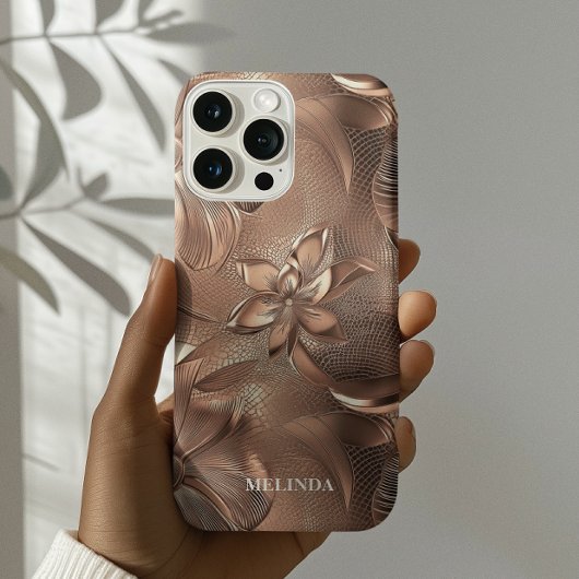 Moderne 3D-Imitats Rose Gold Floral Case-Mate iPhone Hülle