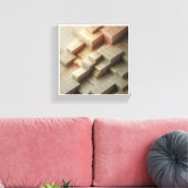Moderne 3D isometrische geometrische Blöcke - Gold Leinwanddruck (Insitu (Wohnzimmer))