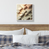 Moderne 3D isometrische geometrische Blöcke - Gold Leinwanddruck (Insitu (Schlafzimmer))