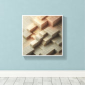 Moderne 3D isometrische geometrische Blöcke - Gold Leinwanddruck (Insitu (Holzboden))