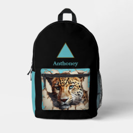 Moderne 3D-Leopard-Tasche mit anpassbarem Namen Bedruckter Rucksack