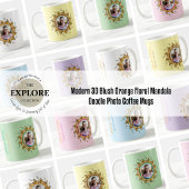 Moderne 3D Orange-Blush-Blumen-Mandala-Doodle-Foto Kaffeetasse