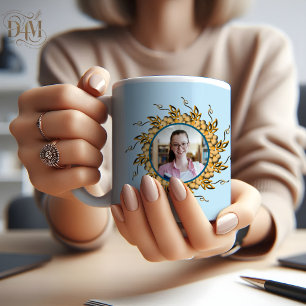 Moderne 3D Orange-Blush-Blumen-Mandala-Doodle-Foto Kaffeetasse