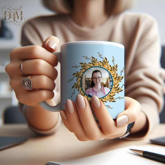 Moderne 3D Orange-Blush-Blumen-Mandala-Doodle-Foto Kaffeetasse