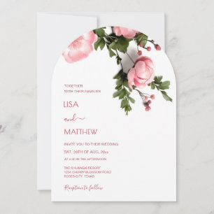 Moderne 3D Rosen Wildblumen Hochzeit Einladung