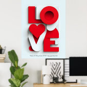 Moderne 3D Rot-Weiß-LOVE-Typografie Abstract  Poster (Heimbüro)