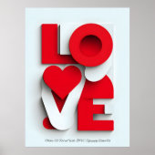 Moderne 3D Rot-Weiß-LOVE-Typografie Abstract  Poster (Vorne)