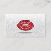 Moderne 3D Rote Lippen Silberner Glitzer Makeup Ar Visitenkarte (Vorderseite)