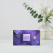 Moderne 3D Texturierte Geometrie Lila Visitenkarte (Stehend Vorderseite)