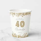 Moderne "40 and Fabulous" Gold Gitter Personalisie Pappbecher (Vorderseite)