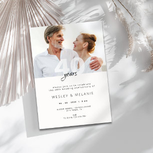 Moderne 40. Hochzeitstag-Feier mit Foto Einladung