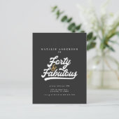 Moderne 40 und fabelhafte schwarze und goldene Geb Postkarte (Stehend Vorderseite)