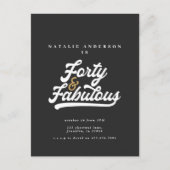 Moderne 40 und fabelhafte schwarze und goldene Geb Postkarte (Vorderseite)