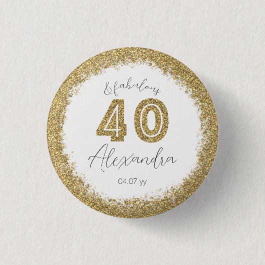Moderne 40 und prächtige Gold Gitter Personalisier Button (Vorderseite)