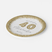 Moderne 40 und prächtige Gold Gitter Personalisier Pappteller (Schrägansicht)