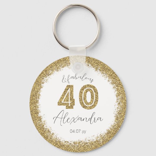 Moderne 40 und prächtige Gold Gitter Personalisier Schlüsselanhänger (Vorderseite)