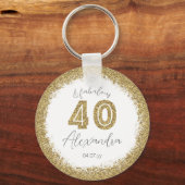 Moderne 40 und prächtige Gold Gitter Personalisier Schlüsselanhänger (Vorderseite)