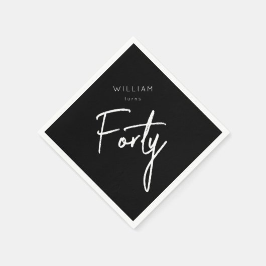 Moderne 40. Vierzigste Männer Geburtstag schwarz Serviette (Ecke)
