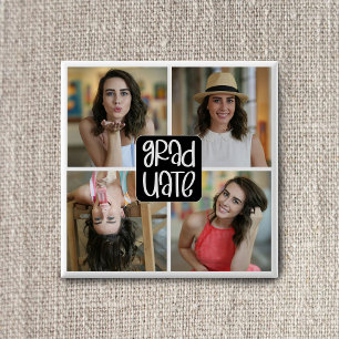 Moderne 4 Benutzerdefinierte Abschlussfoto-Collage Button