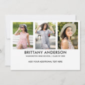 Moderne 4-Foto-Abschluss-Ankündigungskarte W Ankündigung (Rückseite)