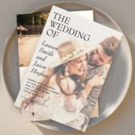 Moderne 4 Foto Black & White Boho Hochzeit Einladung