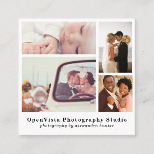 Moderne 4-Foto Collage Beruflicher Fotograf Quadratische Visitenkarte