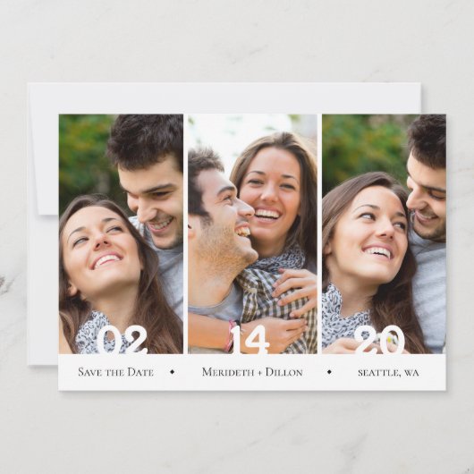 Moderne 4 Foto Collage Einfach trendy Save The Date (Vorderseite)