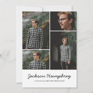 Moderne 4 Foto-Collage Elegante Schrift Graduierun Einladung