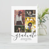 Moderne 4 Foto Collage Eleganter Script-Abschluss Einladung (Stehend Vorderseite)