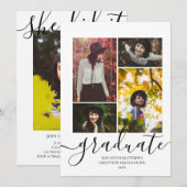 Moderne 4 Foto Collage Eleganter Script-Abschluss Einladung (Vorne/Hinten)